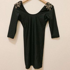 Backless Bodycon Dress with Shoulder Detail